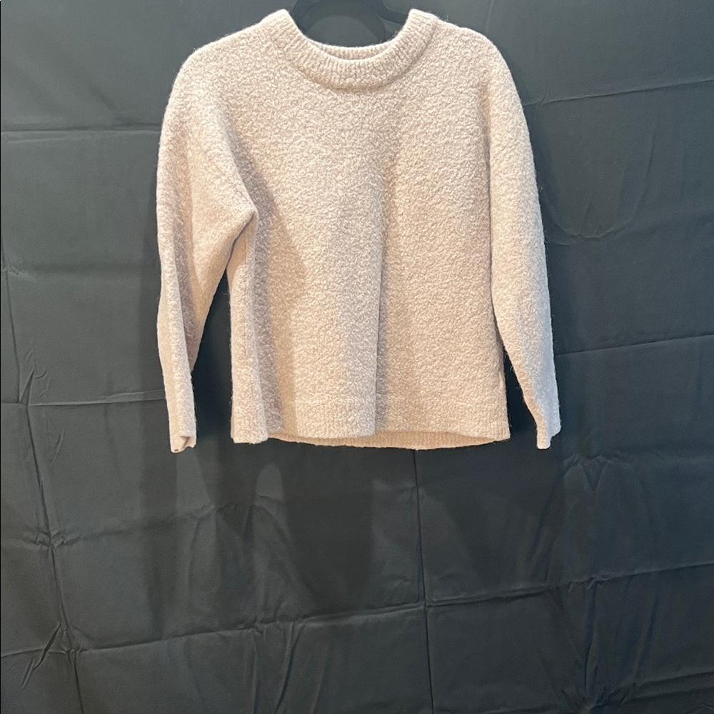 Tibi Textured Cream Crew Neck Alpaca Sweater